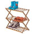 Basicwise Bamboo Foldable Shoe Rack, Free Standing Shoe Organizer Storage Rack, 3 Tier QI004329.3